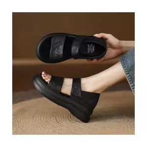 여성 러블리 신발 스트랩 샌들 소가죽 통굽 발에 무리가 가지 않는 송편창 로마슈즈 캐주얼 컴포트 쿠셔닝