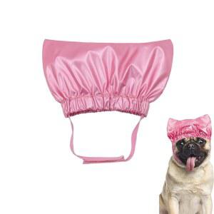 방수 반려동물 샤워 캡, 물이 귀에 들어오는 것을 방지하는 조절 가능한 스트랩으로 목욕용 재사용 이어 머프, 고양이와 강아지를 위한 탄력 있는 헤드기어(로즈 컬러-M)