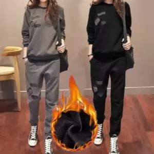 삐삐언니 여자 키작녀 긴팔세트 기모 도톰 세트 가을 겨울 상의 트레이닝 배기 바지 투피스 트렌드 꾹4