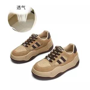 여성용 하이탑 신발 리얼 가죽 슬립온 추동 키높이 스포츠 덕훈화 캐주얼 화이트 슈즈 KS4