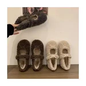 여성용 워킹화 신발 털 구두 기모 솜 램스울 메리제인 면 KS5