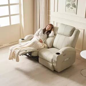 에보니아 코모드 2인용 전동 리클라이너 컵홀더형 에어레더 아쿠아스웨이드 / 2인 쇼파 릴렉스체어