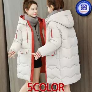 여성 가을겨울 GRACE 그레이스 배색 팔지퍼 카고포켓 웰론 롱 후드패딩 점퍼 6칼라 /4 