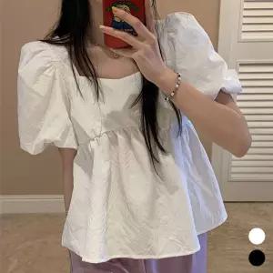 여자 여름 스퀘어 레이스 반팔 블라우스 SDW-BLH-SURK1001934