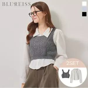 [블루레이스] [니트조끼SET]코튼 블라우스_B5F1BL5131
