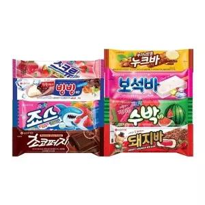 죠스바x5개+스크류바x5개+보석바x5개+수박바x5개+빙빙바x5개+초코퍼...