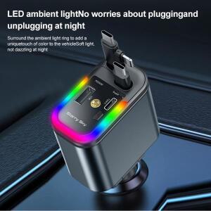 180W 5 in 1 접이식 차량용 충전기 별빛 슈퍼 고속 USB C타입 아이폰 호환  호환 화웨이용