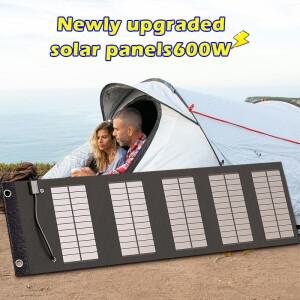 태양광판넬 600W 접이식 태양열 패널은 휴대폰 소형 선풍기 충전 2개 USB 5V 출력을 제공.