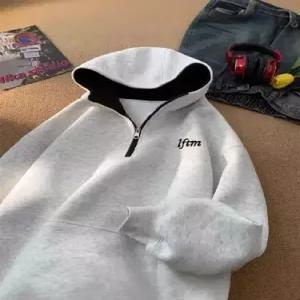 남자 데일리룩 긴팔티 맨투맨 추동 반집업 후드티 남여아 중고등학교트렌드 주니어 멋스러운 기모 도톰한
