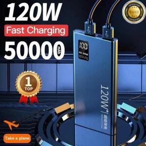 50000mAh 보조베터리 120W 초고속 충전 100% 충분한 용량 iPhone Xiaomi 휴대용 배터리 디지털 디스플레이
