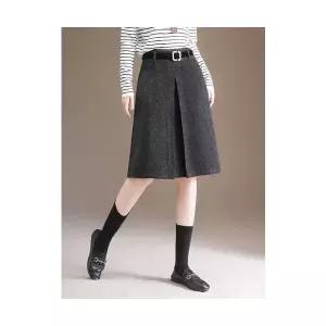 무천도사 여성 여친 치마 정장 모직 스커트 겨울 중기장 오피스룩 A라인 하이웨스트 슬림핏 우산 KKE4