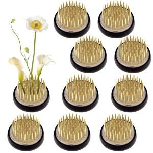워레이션 10Pc 이케바나 스템 홀더 골드 플라워 개구리와 고무 베이스 꽃꽂이 핀 개구리 정원 홈 데코 DIY 공예용 1.34인치 원형 켄잔