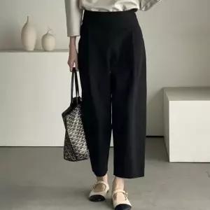 깜도리 여자 키작녀 겨울 바지 추동 하이웨스트 슬림핏 솔리드 와이드 캐주얼 꾹4