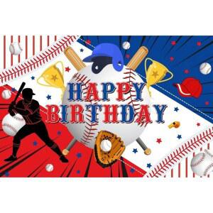 프닐지쉬 야구 해피 버스데이 배경 스포츠 테마 생일 레드 블루 장식 배트 타자 1번째 클럽 팬 모임 파티 스튜디오 소품 15x8피트