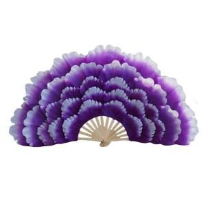 모란꽃 춤 부채 1쌍 양면 반 접이식 꽃 손 선풍기 92cm 대형 꽃잎 선풍기, 단체 공연 소품