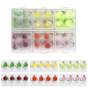 연어, 스틸헤드, 송어, 낚시 액세서리용 24pcs 플라이 키트 황동 구슬머리 글로 벌레 알 플로팅 루어