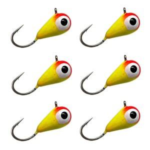 반응 태클 텅스텐 얼음 낚시 지그 - 팬피쉬, 크레이피, 월아이, 농어, 송어, 블루길을 위한 초민감 눈물 방울 미끼가 자외선으로 빛납니다