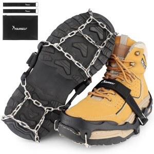신발과 부츠를 위한 SYOURSELF 아이스 클리팅 여성 남성, 크립슨 논슬립 스노우 체인 그 , 눈과 얼음 낚시 하이킹 워킹 클라이밍을 트랙션 신발 스파이크
