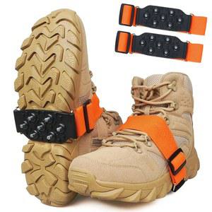 아이스 클리츠 미드솔 스노우 트랙션 눈 위를 걸을 수 있는 조절 가능한 스트랩 7 텅스텐 스터드로 조깅 하이킹을 위한 안전한 그립력을 제공합니다