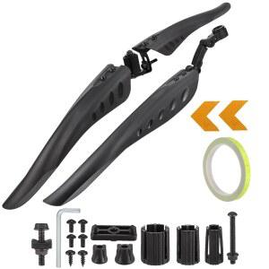 투투야 자전거 펜더 세트 화살표 반사 스티커 2개와 테이프 1개가 있는 조절식 머드가드 대부분의 인기 자전거를 위한 24 29인치 자전거 유니버설 프론트 리어 타이어 머드가드