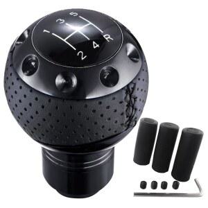 아벨 5단 속도 가죽 자동차 변속기 볼 핸들 수동 기어 스틱 변속 레버 노브 교체 대부분의 MT 트럭 차량 검은색에 맞습니다