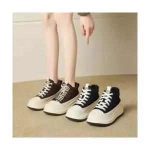 여자 캔버스화 슈즈 빈티지 통굽 하이탑 겨울 기모 히든힐 BE4