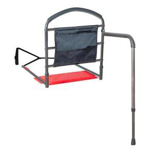 성인, 노인 및 노인을 위한 스윙 아웃 안전 손잡이가 있는 스탠드 모빌리티 레일, 침대 옆 난간 보조 바, 정리 파우치가 가드레일, ASTM 승인 베드레일