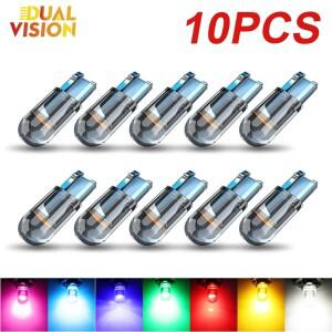 10pcs  W5W LED Canbus T10 자동차 조명 유리 인테리어 부품 전구 흰색 빨간색 파란색 번호판 램프 돔 읽기