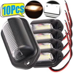 12-24V 범용 트럭 RV 트레일러 테일 번호판 화이트 사이드 램프 전구 6LED 자동차 조명 방수