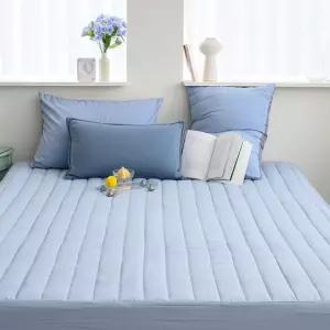 침대커버 팬션 여행용 침구 여름 매트 레이 누빔 매트리스커버 킹 K 블루 침대