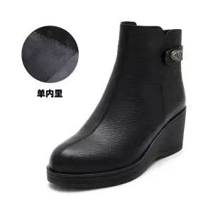 여성 플랫워커 가을 겨울 통굽 웨지힐 앵클부츠 가죽 컴포트 로퍼 빈티지 워커 OP4