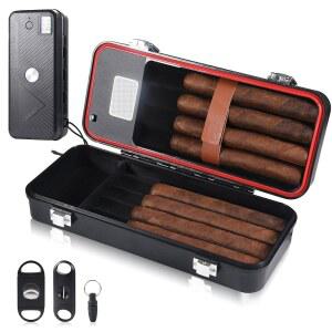 & 커터 키트가 포함된 BSBCN 여행용 시가 케이스, 남성용 휴대용 지능형 진공 상자