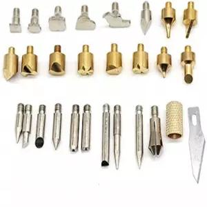 Chironal 우드 버닝 펜 팁 및 스텐실 세트 28개 인두기 작업용 조각 버너 포함