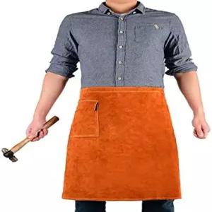 포켓 24인치 X 25인치 가죽 와싯 도구 남녀용 반 앞치마가 있는 QeeLink 용접 허리 앞치마