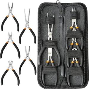 SOUNAN 미니 플라이어 5피스 오래 지속되는 공구 세트 케이블 커터 u2013 롱 니들 노즈 니퍼 벤트 엔드