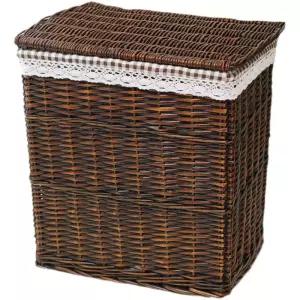 아이보리 깔끔한 뚜껑있는 사각 특대형 수납함 휴지통 원터치 스몰사이즈 허니 체크커피 소품