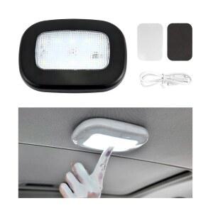 포비티 마그네틱 돔 라이트, 에너지 절약형 USB 충전식 자동차 실내 천장 조명, 자동차 보트 트럭용 10개의 LED가 장착된 유니버설 실내 지붕 조명, 자동차 액세서리(블랙)