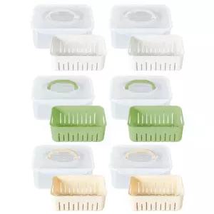 브이숍  생담 채반 물빠짐 과일 채소 밀폐용기 3.6L 중형 6개 화이트 2p+그린 2p+아이보리 2p  굿딜 BUyuS