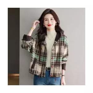 여자 캐주얼 야구 점퍼 추동 후드 체크 코트 라이크 SPO마켓4