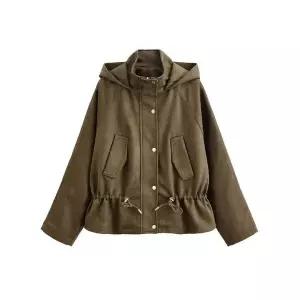 여자 캐주얼 야구 점퍼 추동 허리스트링 스웨이드 후드 SPO마켓4