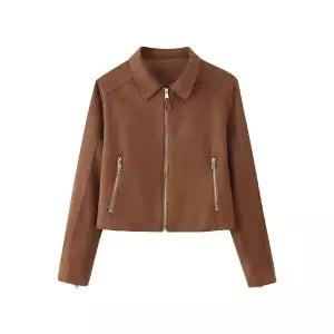 여자 캐주얼 야구 점퍼 추동 칼라 집업 숏 스웨이드 질감 코트 SPO마켓4