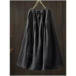 여자스커트 롱스커트 추동 스커트 오버핏 중기장 빈티지 슬림핏 A라인 우산 원템4