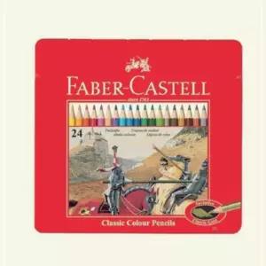 24색 미술용품 파버카스텔 유성색연필 틴케이스 사각적색 FWC720FF