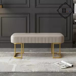 벤치의자 화장대 벨벳 벤치 의자 골드 철제 다리 침실