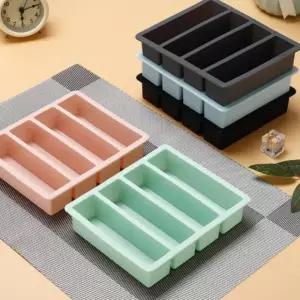 얼음틀 4구 스틱 사각 실리콘 아이스몰드 얼음트레이틀 보관통 몰드