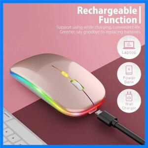 충전식 무선 마우스 가정/사무실/게임용 다채로운 백라이트 Mosue 자동 음소거 컴퓨터 액세서리
