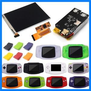 Hispeeddo GBA V2 IPS LCD 백라이트 키트 1800mAh 리튬 배터리 백라이트 게임보이 어드밴스용 UV 쉘 포함 2