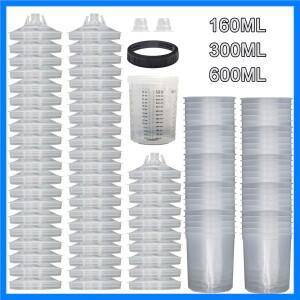 50개/세트 스프레이 건 페인트 믹싱 컵 H/O 퀵 컵 스프레이 건 탱크 160ML/300ML/600ML 일회용 페인트 컵