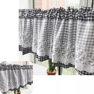 바란스 하프 미니 레이스 체크 반커텐 부엌 주방창문커튼 로맨틱