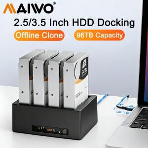 MAIWO 4베이 하드 드라이브 도킹 스테이션 (오프라인 클론 기능 포함) 2.5/3.5인치 SATA HDD/SSD USB 3.0 5